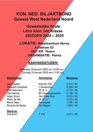 2024-2025 Libre 3e klasse klein gewest