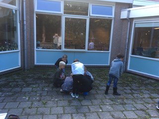 De Meerkoet herinrichting van het plein bij ons lokaal. Red de bodemdieren